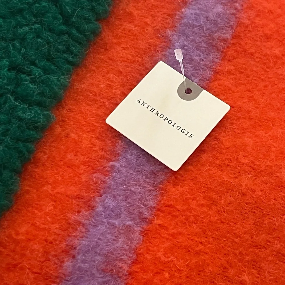 NEW - Anthropologie “CHEERS” Juno Wool Blend Sherpa Fleece Throw Blanket